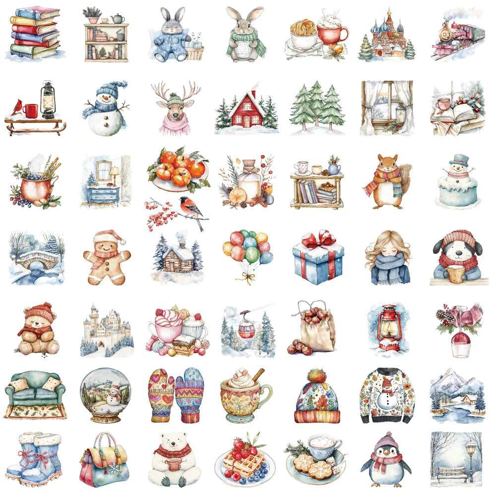 50/100PCS Winter Day Stickers Graffiti Nostalgia Laptop Personalize Coffee Luggage Bicycle Waterproof Motorcycle Sticker
