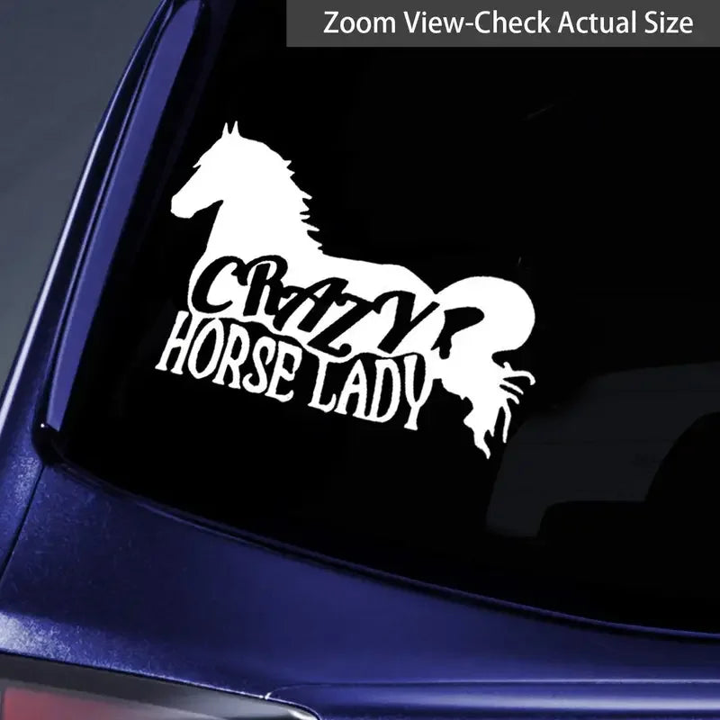 CRAZY HORSE LADY Design Car Sticker For Laptop, Truck, Phone, Motorcycle, SUV, Window, Wall, Fishing Boat, Skateboard Decals, Ca