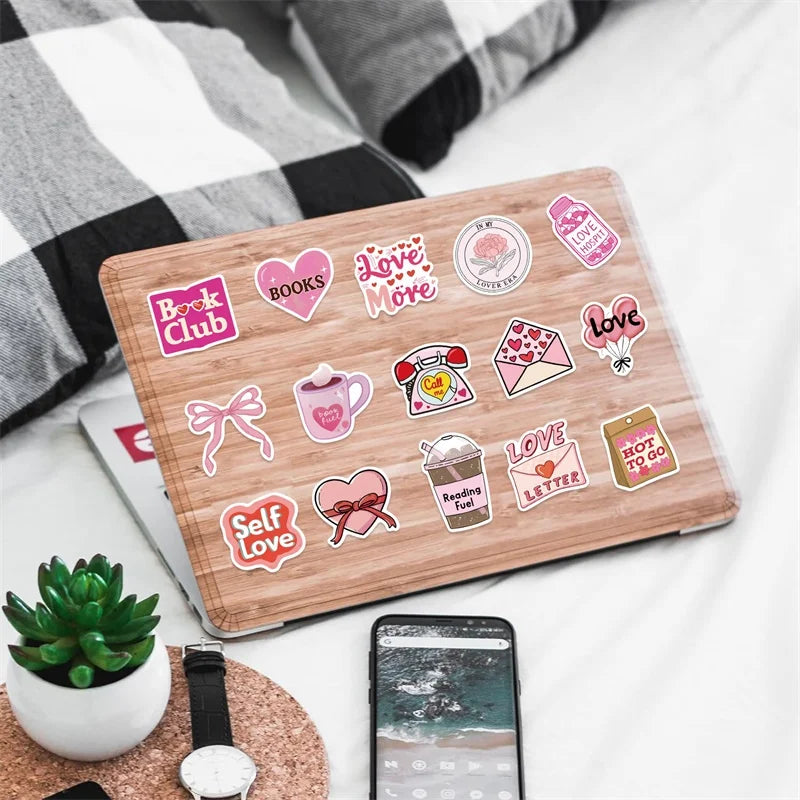 10/30/50PCS Cartoon Pink Love PVC Sticker Aesthetic Children's Stationery Sticky DIY Decoration Scrapbooking School Supplies
