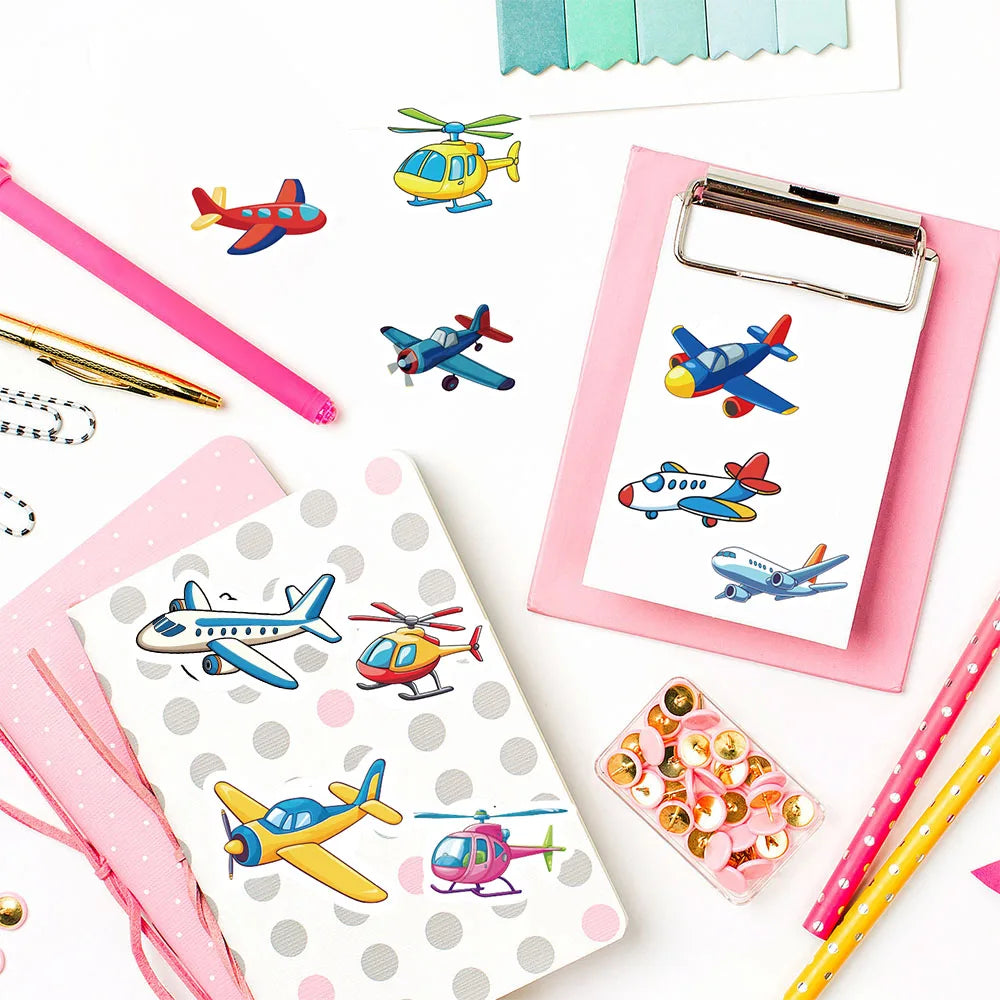 500PCS Airplane Roll Adhesive Sticker Nostalgia Harajuku Laptop Luggage Retro Coffee Phone Living Phone Car Motorcycle Decals