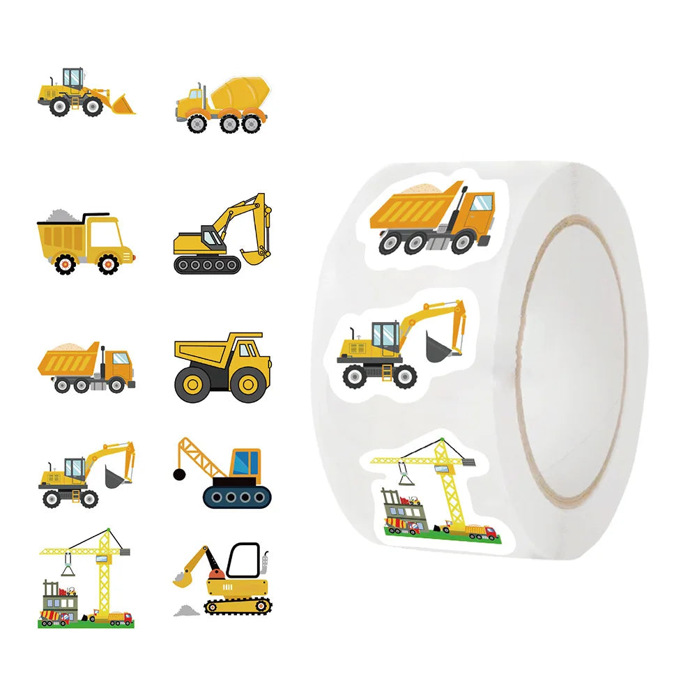 500Pcs Construction Vehicle Sticker Roll For Kids Reward Encourage Sticker For Labels Thank You Sticker