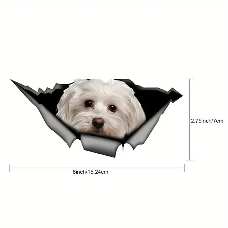 Cute Maltese Car Sticker Pet Dog Car Decoration Decal Reflective Sticker Waterproof Car Decal
