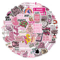 50PCS Money Pink Fun Stickers DIY Manual Speaker Decorative Bag Notebook Water Cup Label Stickers