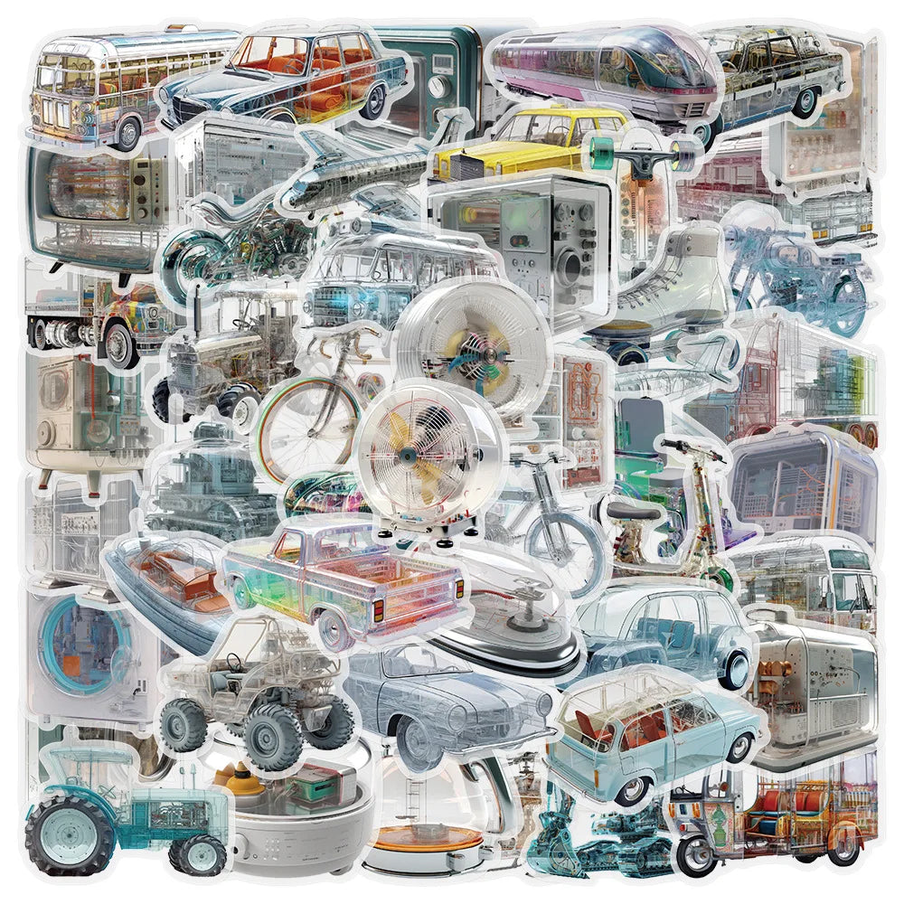50/100PCS Future Technology Machinery Stickers Luggage Computer Decoration Stickers Cartoon Graffiti Stationery Stickers
