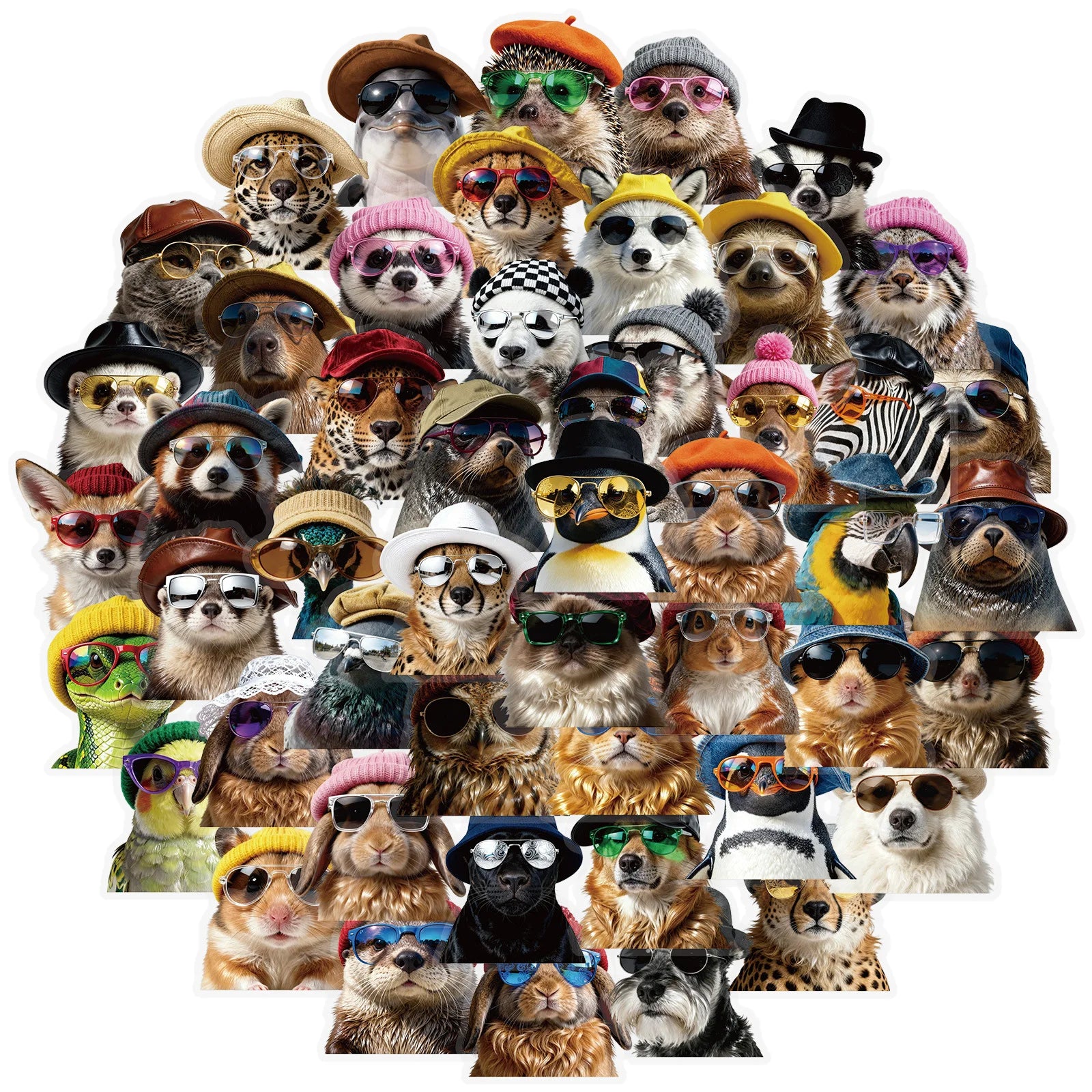 50/100 Pcs HD PET Clear Cute Pet Face Cartoon Stickers for Phone File Holder Printer Suitcase Laptop Car Waterproof Decals