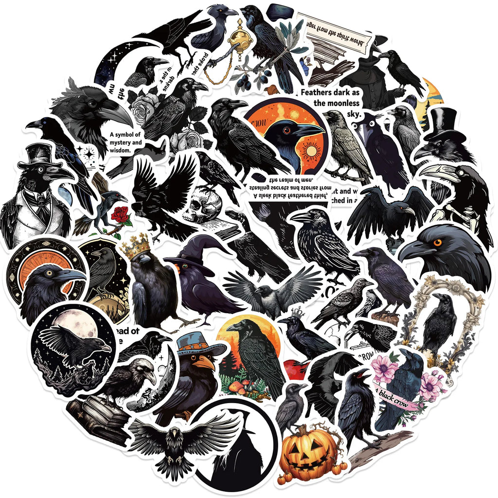 50PCS Halloween Black Graffiti Sticker Phone Decorate Laptop Pen Guitar Skateboard Happy Halloween Hot Item Decorative Sticker