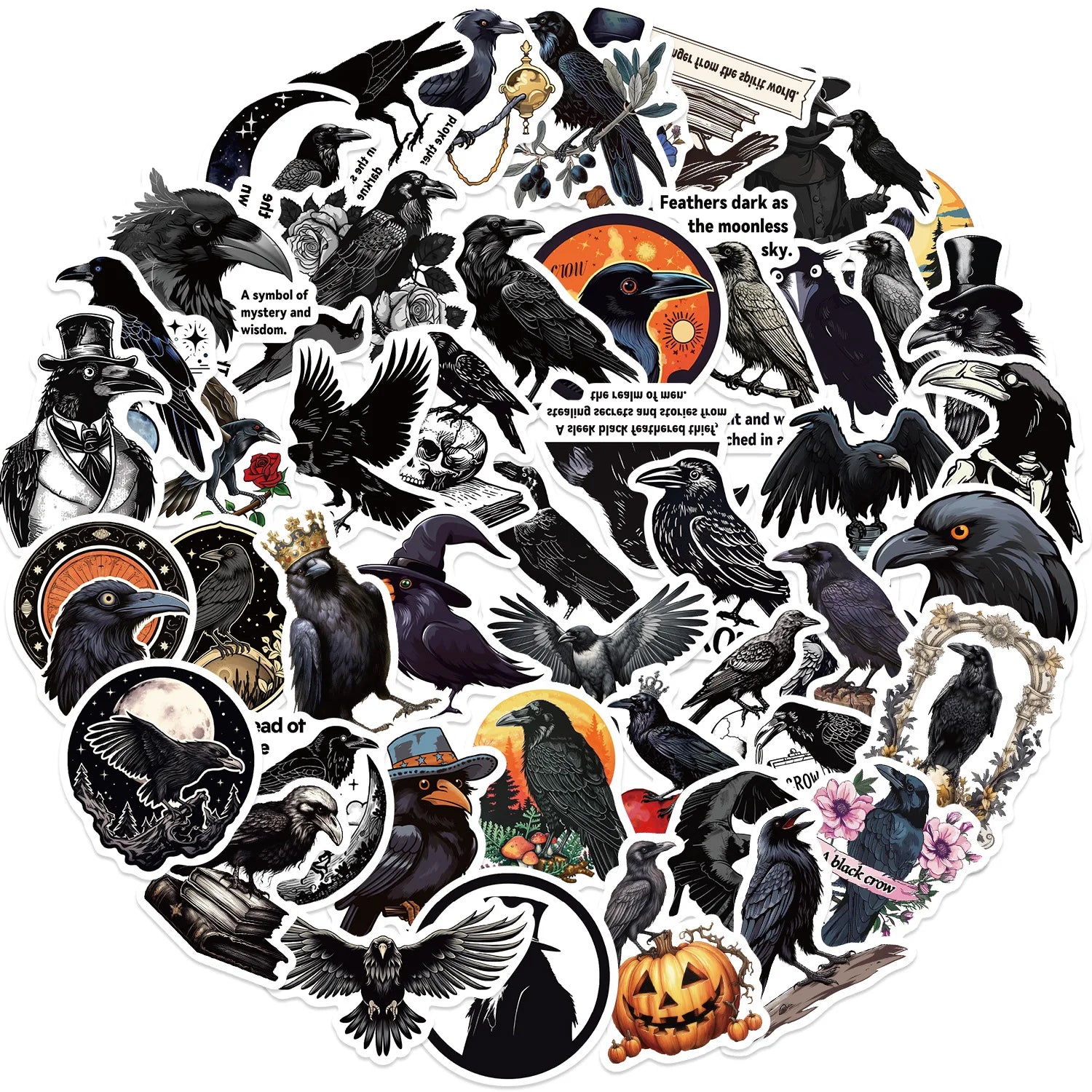50PCS Halloween Black Graffiti Sticker Phone Decorate Laptop Pen Guitar Skateboard Happy Halloween Hot Item Decorative Sticker