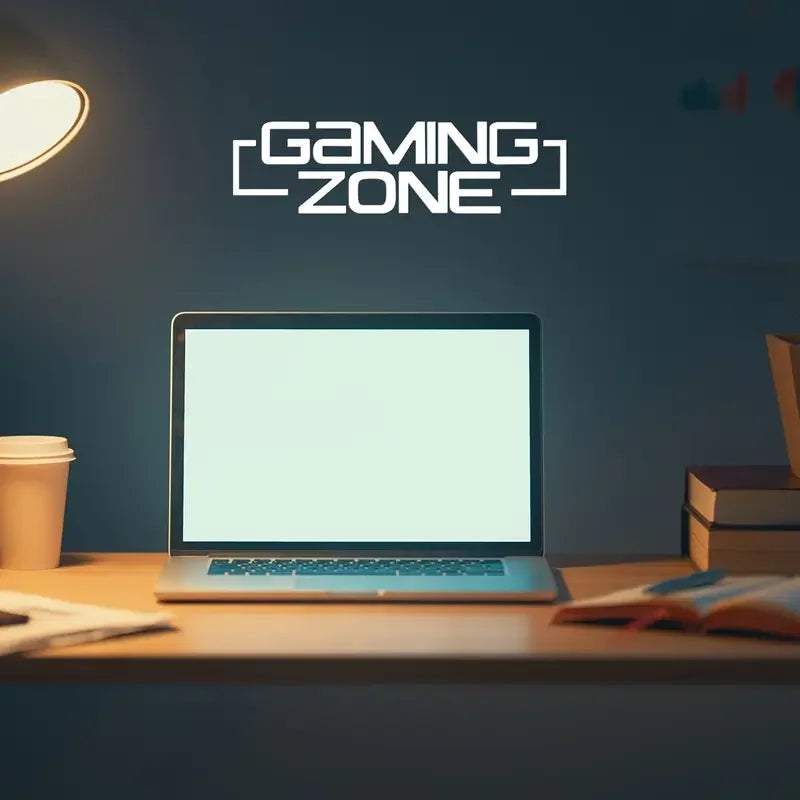 Gaming Zone Decor - Bold "GAMING ZONE" Text, Modern Gaming Room Decoration - Self-Adhesive Vinyl Stickers for Windows, Doors, Wa
