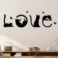 One Piece of Amusing And Adorable Wall Decals Featuring a Black Cat And a Butterfly Silhouette with The Word 'Love', Suitable fo