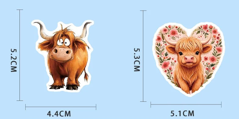 50/100 Pcs Cute Yak Cartoon Fun Stickers PVC Waterproof Thick for Phone Laptop Suitcase Fridge File Holder Binder Decals