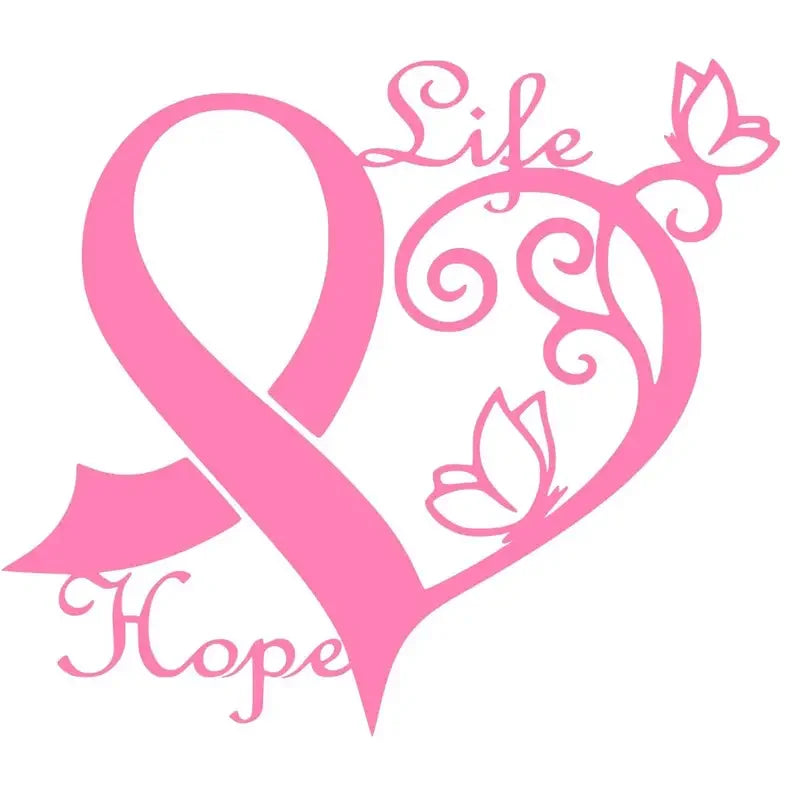 Pink Cancer Awareness Ribbon Heart Butterfly Vine Life Hope Car Stickers For Laptop Water Bottle Phone Car Motorcycle Window Wal