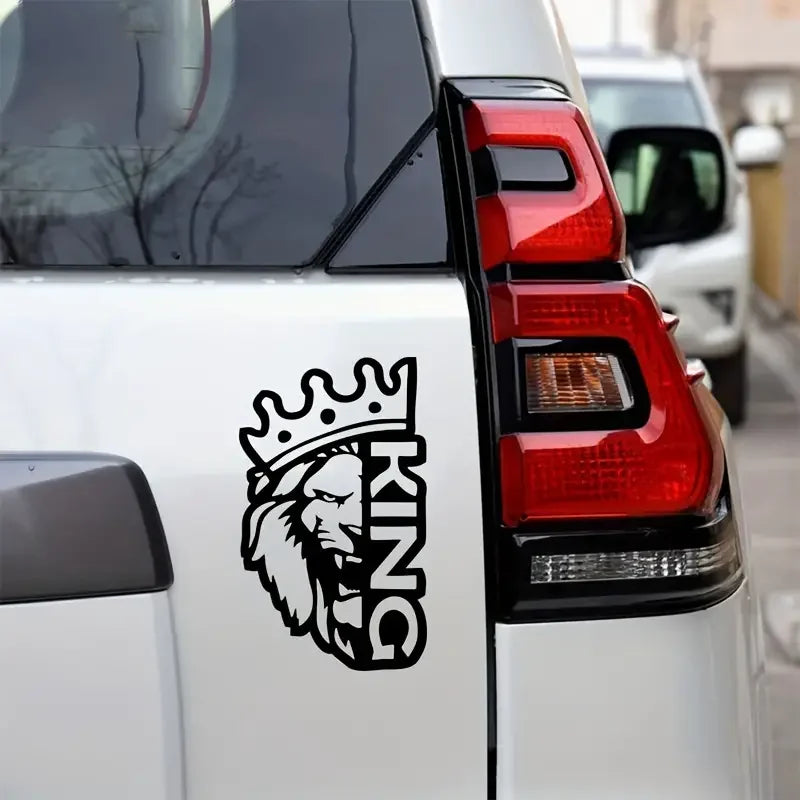 1pc Car Sticker 3.94x6.89inch Waterproof Decal Lion Crown King Design Vinyl Window Sticker, Laptop Sticker, Glass Sticker