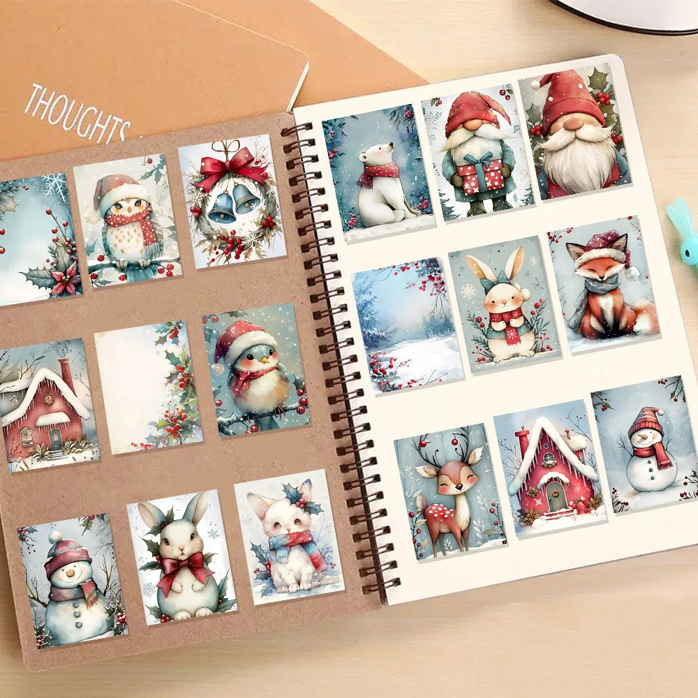 50PCS Winter Christmas Cute Snowy Creative Decoration DIY Phone Case Luggage Tablet Puzzle Toy Stickers
