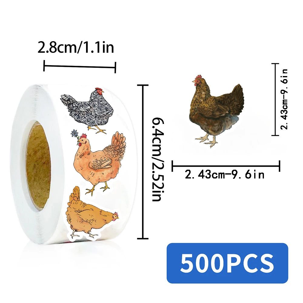 500PCS Animal Cartoon Hen Roll Roll Stickers Refrigerator Personalized for Stationery Laptop Modern Computer Funny Sticker