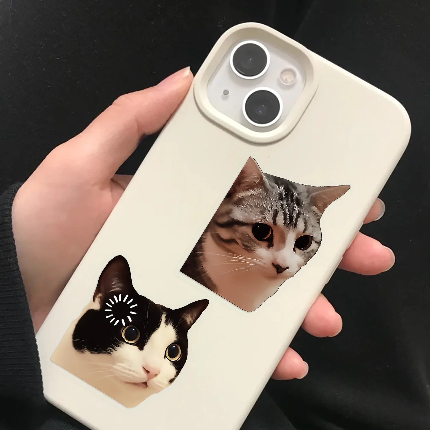50Pcs Cartoon Vintage Cute Cat Sticker Pack, Waterproof Transparent PET Stationery Journal Guitar Notebook Decor Decals Stickers