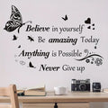 1pc Inspirational Quotes Wall Decals, Removable Motivational Saying Wall Stickers, Positive Butterfly Sticker For Classroom Home