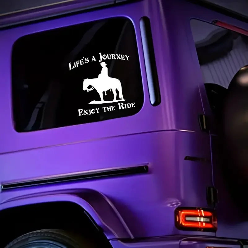 Life's A Journey Enjoy The Ride Cowboy Horse Car Sticker For Laptop Water Bottle Car Truck SUV Motorcycle Vehicle Paint Window W