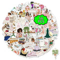 50/100PCS Elegant Women's Life Stickers Skincare Reading Dressing Decoration Stationery Notebook Window Stickers