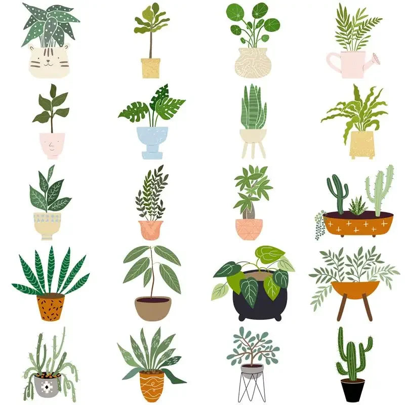 10/30/44PCS Cute Plants Sticker Aesthetic PVC Stationery Children's Sketchbook Sticky Diary Laptop Scrapbook Supplies for Kids