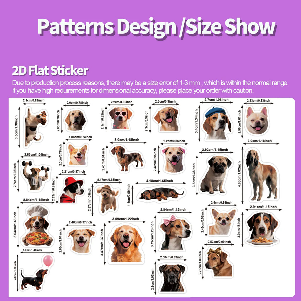 1Roll(500Pcs)24 Irregular Lovable Dogs Vinyl Waterproof Stickers Reusable/No Residue DlY Craft Decoration Pets Scrapbook Labels