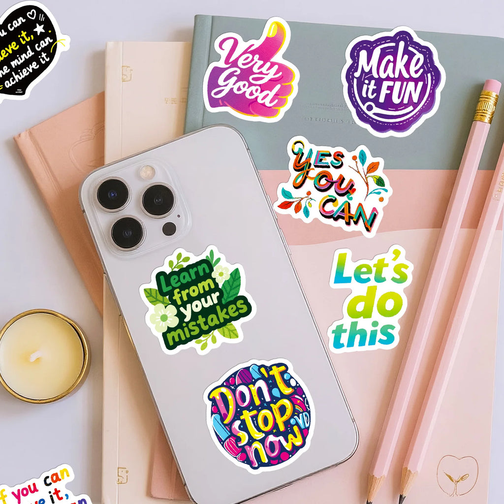 56-Piece Motivational Graffiti Sticker Set Student Stationery Notebook Phone Helmet Decor Waterproof Decals