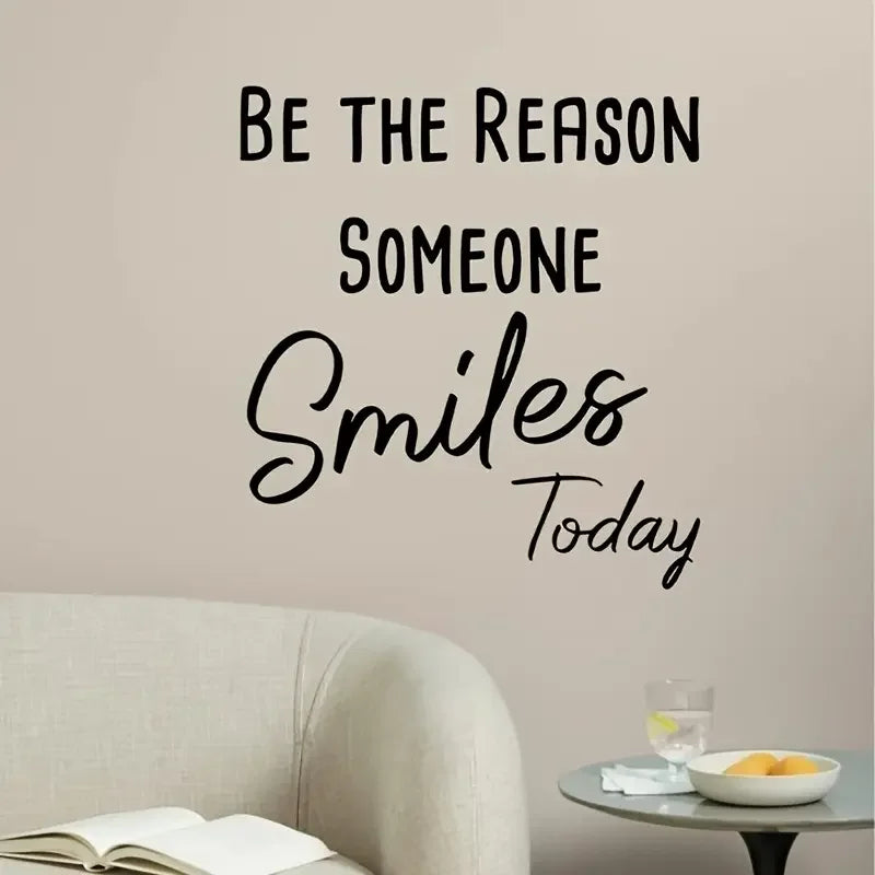 1pc "Be the Reason Someone Smiles Today" Self-Adhesive Wall Decal - Contemporary Fantasy-Themed Inspirational Quote, Glossy Plas