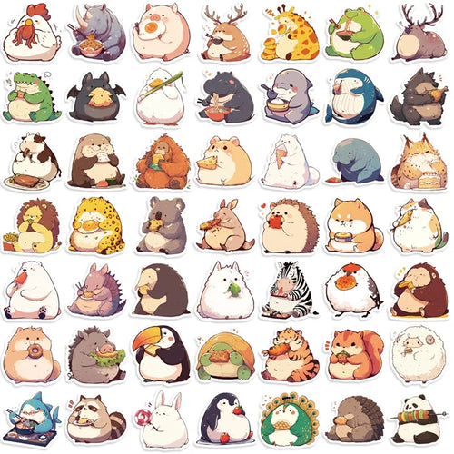 10/30/50PCS Animal Eating PVC Sticky Sticker Aesthetic Children's Korean Stationery DIY Decoration Scrapbooking School Supplies