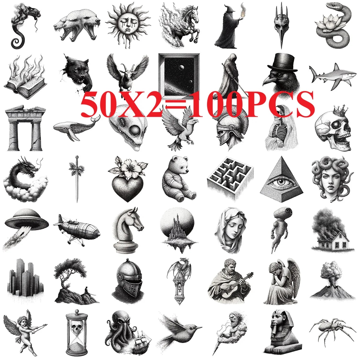 50/100 PCS Retro Pencil Particle Stickers Decorative Guitar Notebook Luggage DIY Waterproof Stationery Stickers