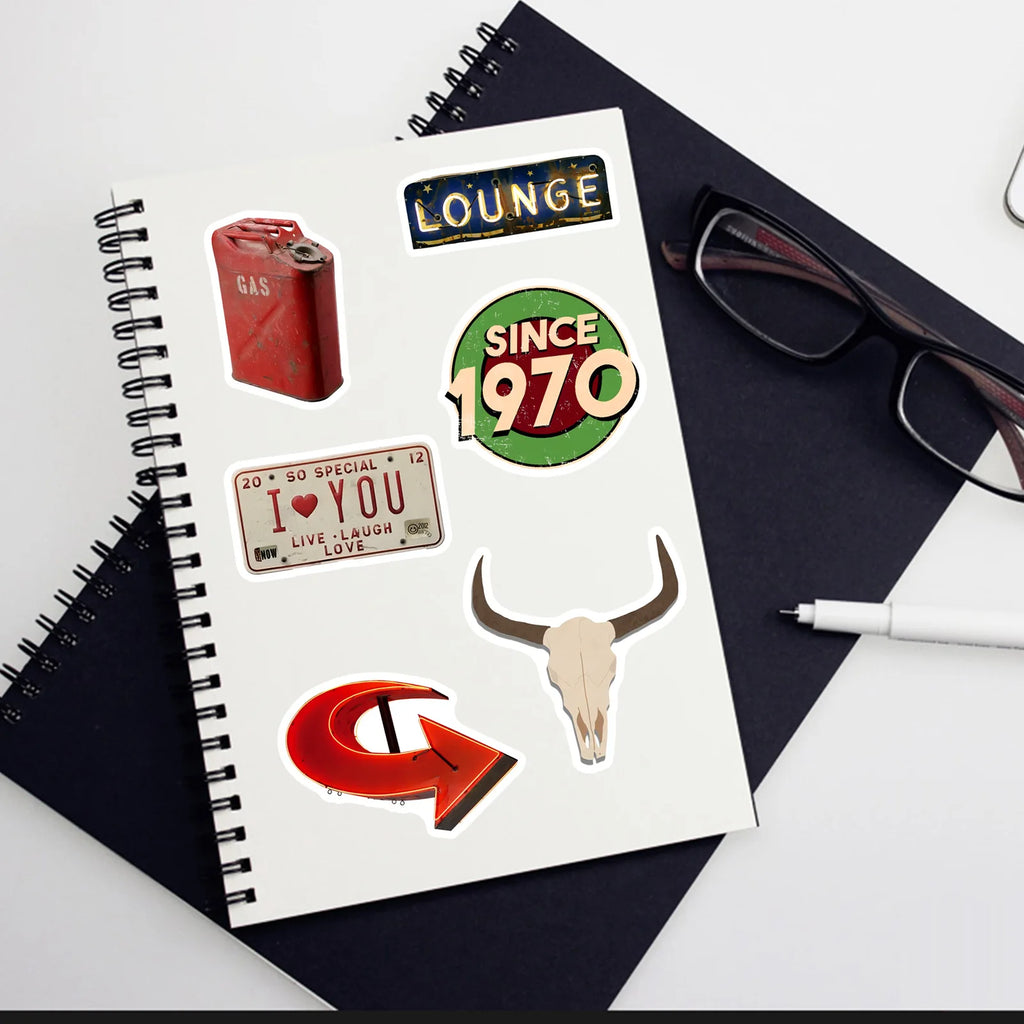 50/100 Pcs American Vintage Aesthetic Stickers for Cup Notebook Desk Suitcase Phone Guitar Envelope Waterproof Decals