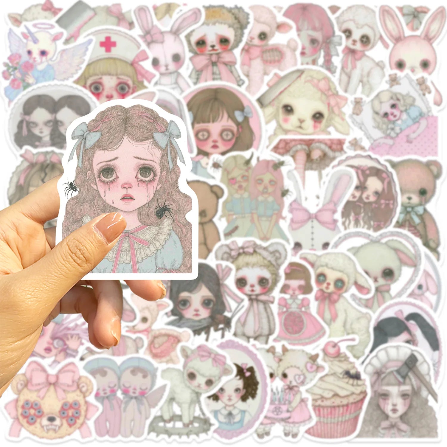50/100 Cartoon Pink Freak Girl Graffiti Stickers Decorative Guitar Notebook Luggage DIY Waterproof Stationery Stickers