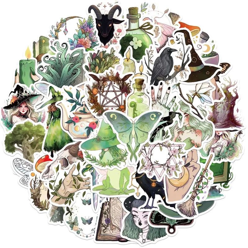 10/30/50PCS Kawaii Forest Witch Decoration Scrapbooking PVC Sticker Aesthetic Korean Stationery School Supplies for Kids