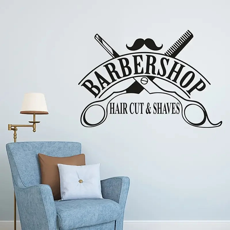 1pc Haircut Shaves Barber Shop Window Wall Sticker, Barber Hairstyle Beauty Salon Wall Decal, Bar Spa Salon Vinyl Wall Decor