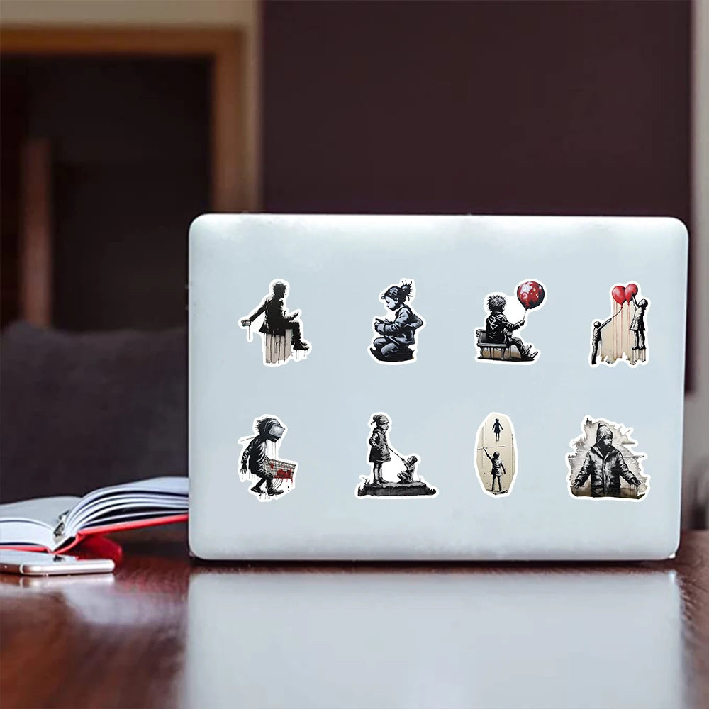 50PCS Banksy Street Art Graffiti Sticker Stationery Aethetic Cool DIY Phone Skateboard Vintage Bicycle Phone Laptop Sticker  ﻿