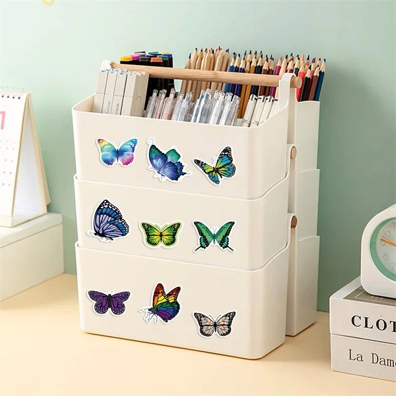 500PCS Fresh Butterfly Sticky Paper Labels Thank You Sticker Sealing Decoration Scrapbooking Stationery Hand Accounting Supplies