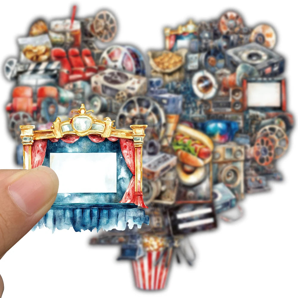 50/100Pcs Movie Projector Stickers Bicycle Coffee Harajuku Coffee Room Waterproof Stationary Laptop Luggage Skateboard Decals