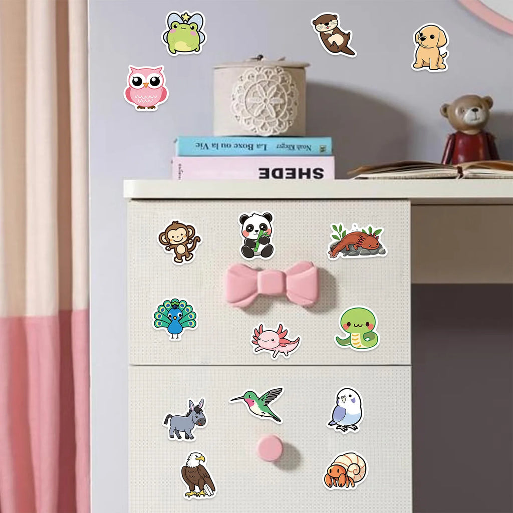100PCS Cute Cartoon Animal Graffiti Stickers DIY Decoration Guitar Notebook Luggage DIY Waterproof Children Stationery Reward