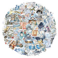 50PCS Winter Exquisite Watercolor Creative Sticker Pack DIY Scrapbook Phone Case Laptop Tablet Decoration PET Stickers