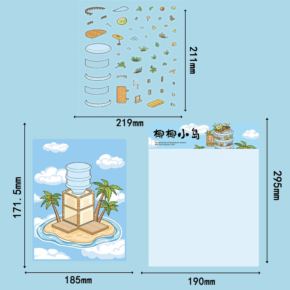 4PCS Coconut Lsland Game Landscaping Sticker Nostalgia Modern Laptop Luggage Graffiti Coffee Living Room Harajuku Sticker