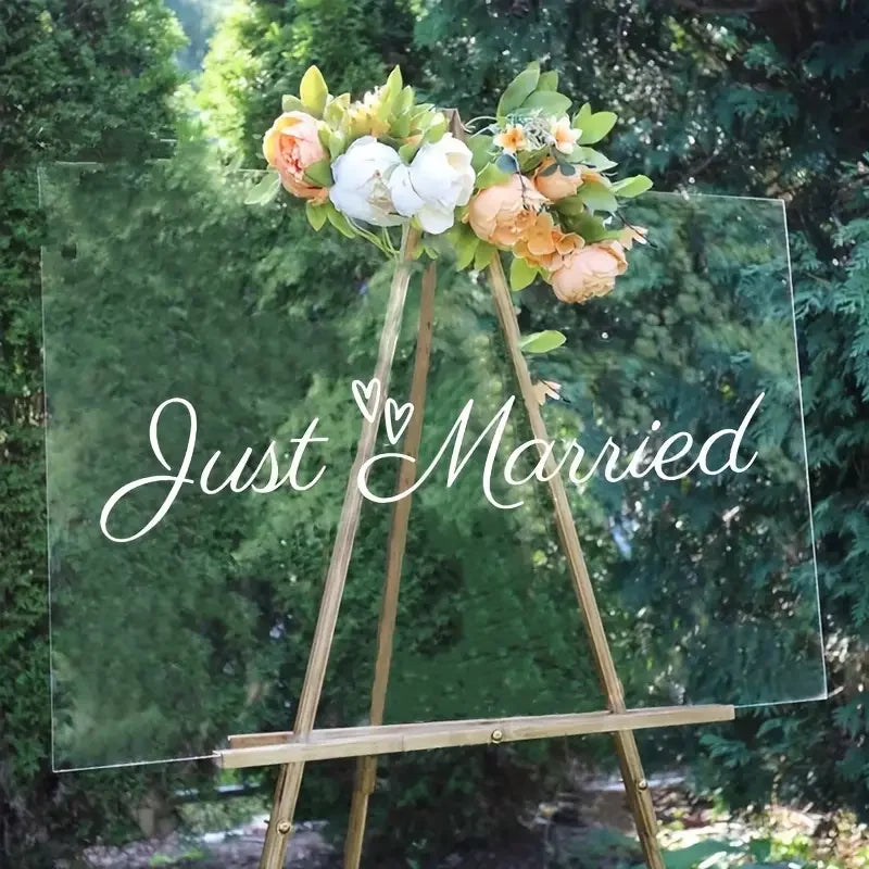 1pc Wall Decals Just Married Sign, Wedding Sign Sticker, Just Married Car Wall Sticker, Vinyl Wedding Decals, For Wedding Decora