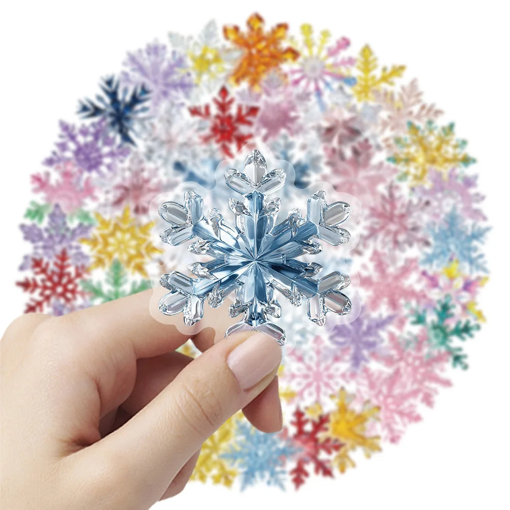 50/100PCS Cartoon Christmas Snowflake Stickers Decor Stationery Glass Windows Showcase Festive Atmosphere Graffiti Stickers