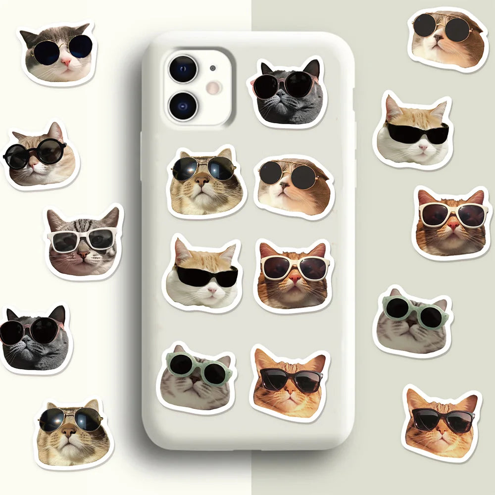 500PCS Cute Sunglasses Cat Creative Graffiti Stickers DIY Luggage Speaker Skateboard Small Pattern Waterproof Stickers