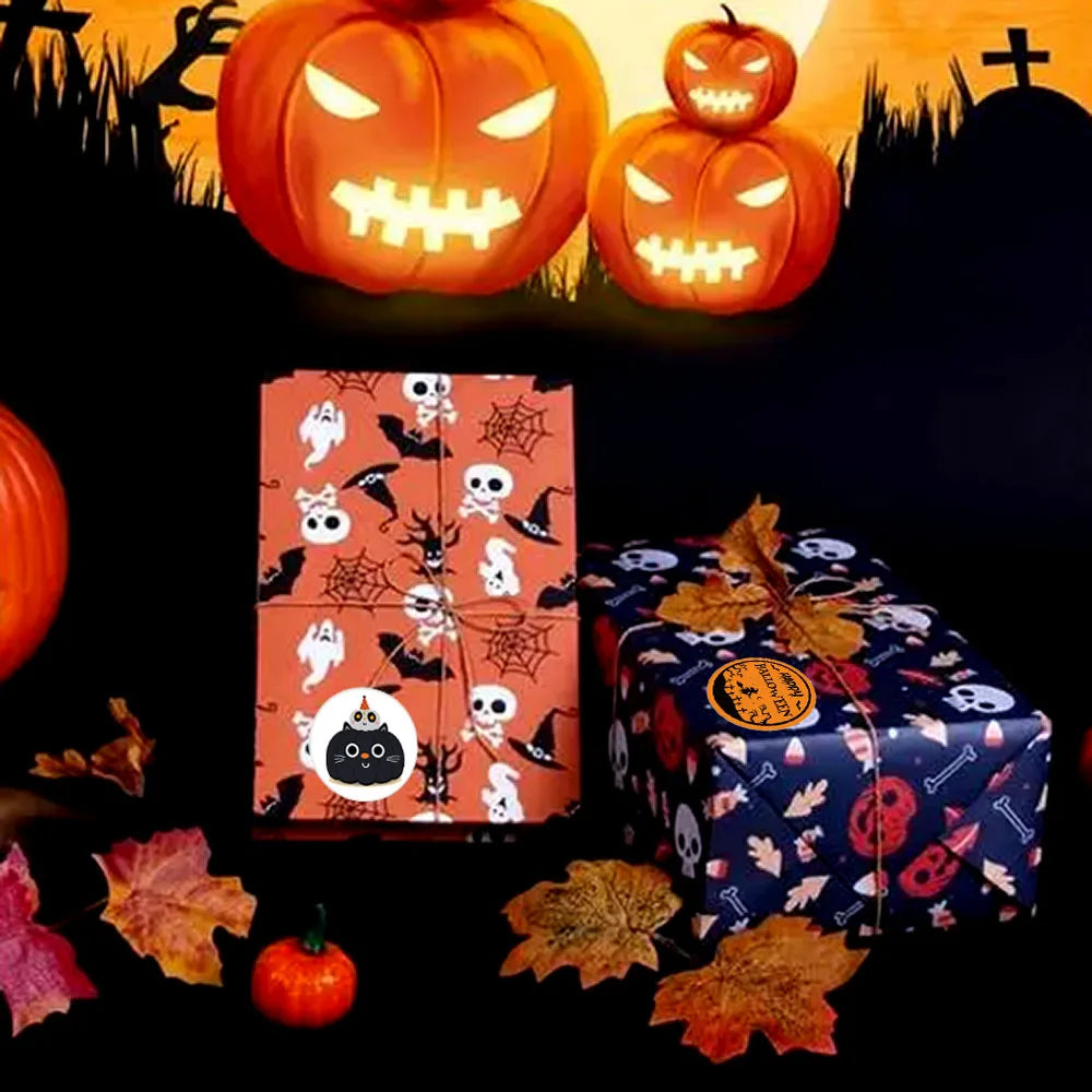 500Pcs/Roll Halloween Themed Gift Sealing Stickers 2.5cm/1.0in DlY Holiday Decoration Trick or Treat Labels Perfect For Adorning