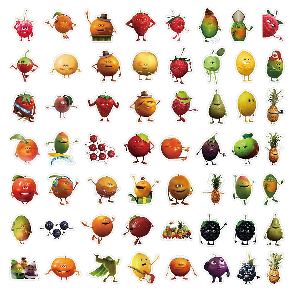 50PCS Cute Fruit Family Stickers Cartoon Apple Orange Water Cup Phone Waterproof Student Stationery Sticker