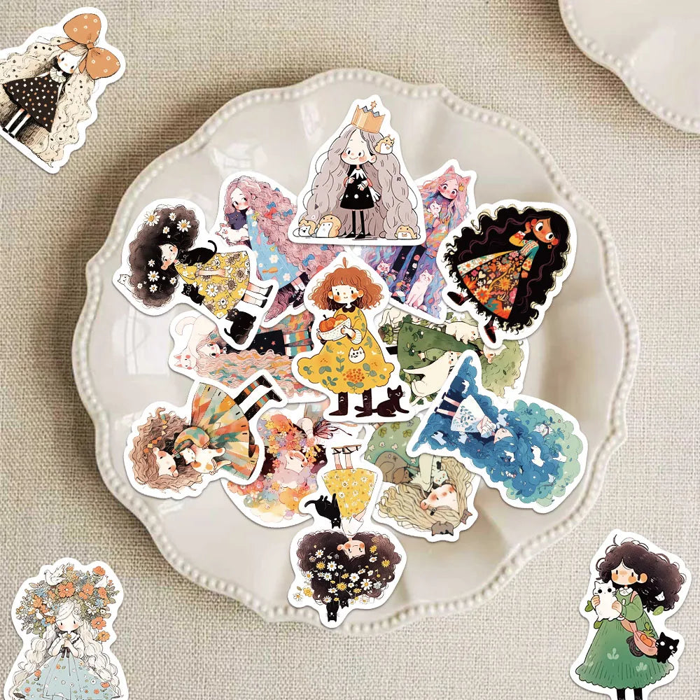 60PCS Graffiti Cute Girl Stickers DIY Decoration Tablet Computer Water Cup Skateboard Decoration Stickers