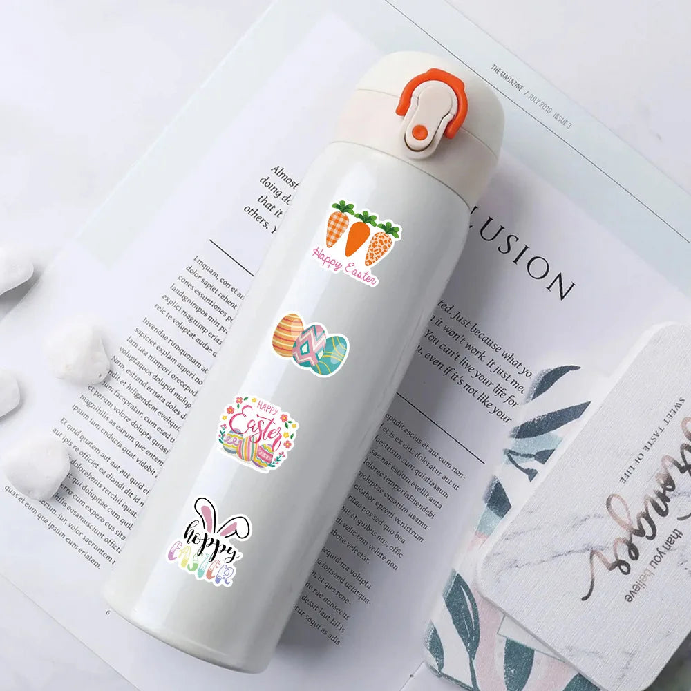 50-Pack Cartoon Easter Graffiti Stickers Creative Egg Design Waterproof Decals for Notebook Water Cup Luggage Stationery