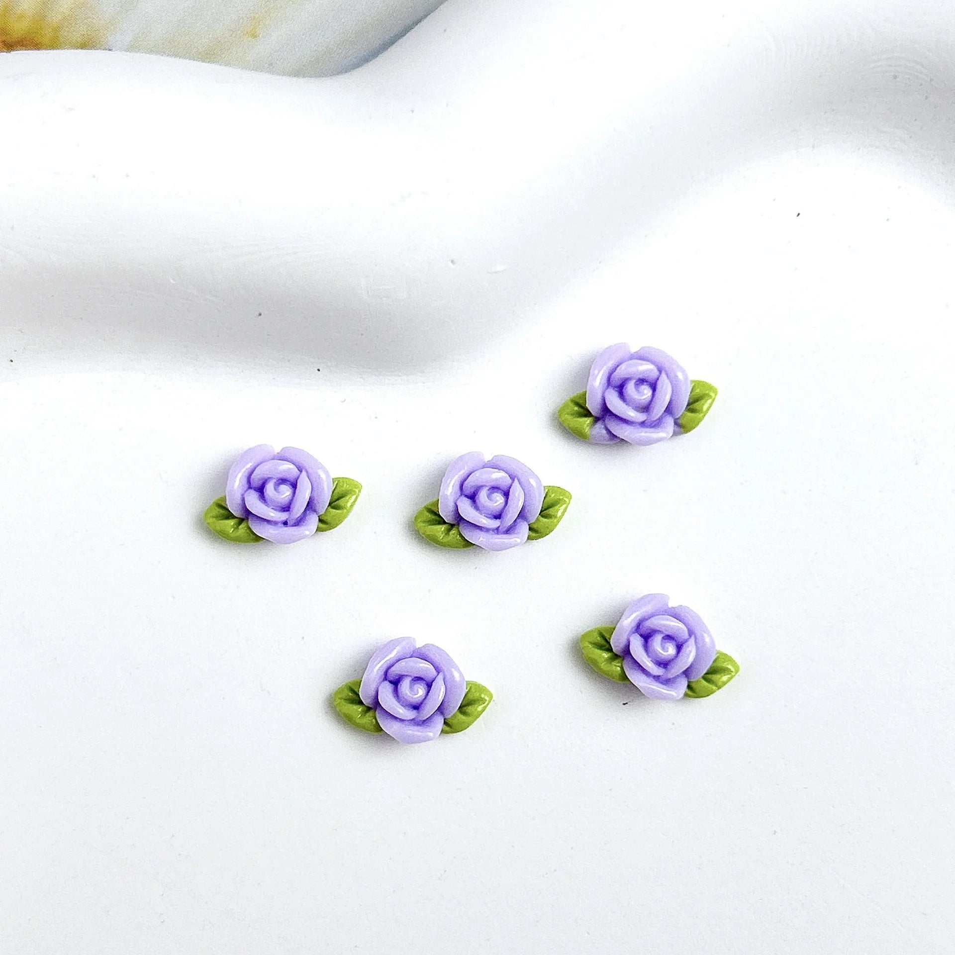 Leaf Flowers Nail Charms 3D Resin Luminous Rose Nail Decorations 10*7mm Multi Colors Flowers Trendy Nail Arts Accessory DIY 10pc