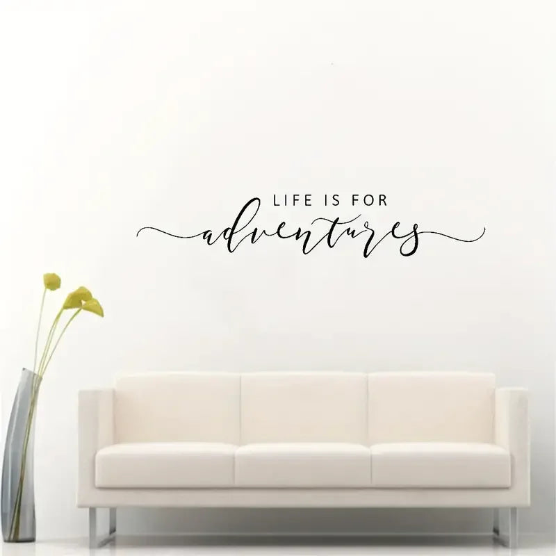 1pc Lettering Wall Sticker, Life Is For Adventures Wall Decal, Inspirational Quote Vinyl Wall Decor, Travel Quotes Decoration
