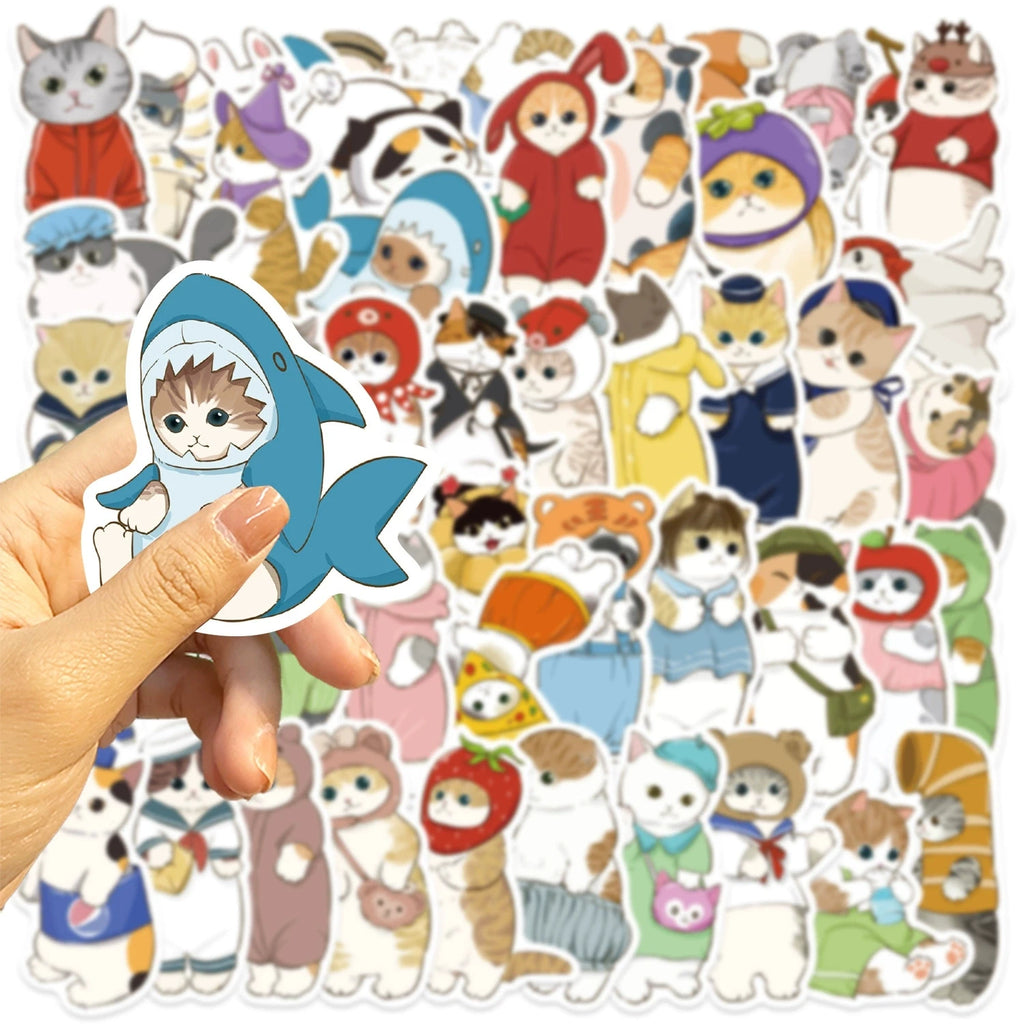 50/100PCS Cartoon Cute Headsets with Cat Graffiti Stickers Decorative Guitar Notebook Luggage DIY Stationery Stickers