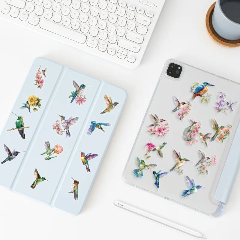 50PCS Cartoon Hummingbird PET Sticky Sticker Aesthetic Korean Stationery DIY Decoration Scrapbooking School Supplies for Kids