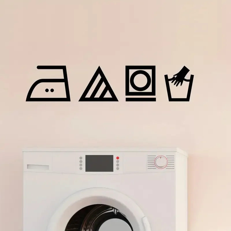 Classic Cartoon Laundry Room Wall Sticker - Self-Adhesive Vinyl Decal with Drying Clothes Design, Matte Finish, Multi-Surface In